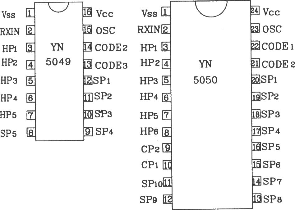 YN5049/5050红外遥控接收器典型应用电路