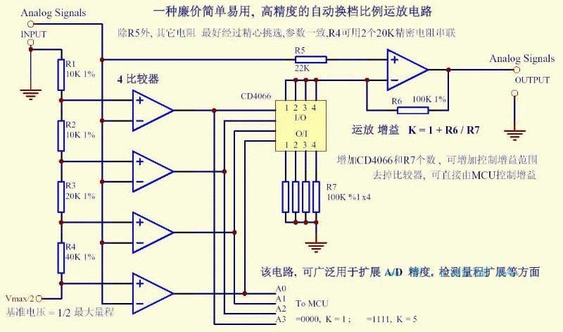 一个高精度自动换挡比例运放电路