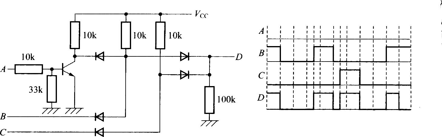 用二极管和晶体管构成的逻辑电路及其工作波形