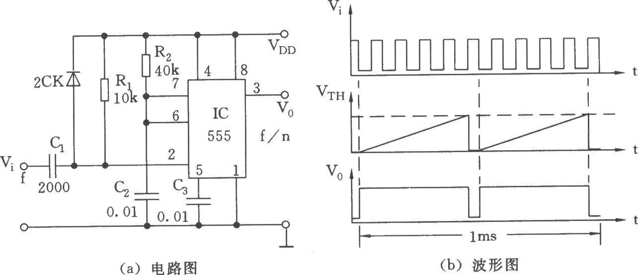 555构成的单稳电路用作分频器