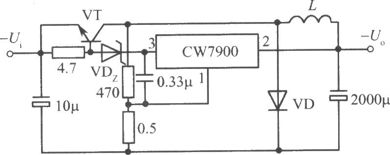 CW7900构成的自激开关式集成稳压电源电路