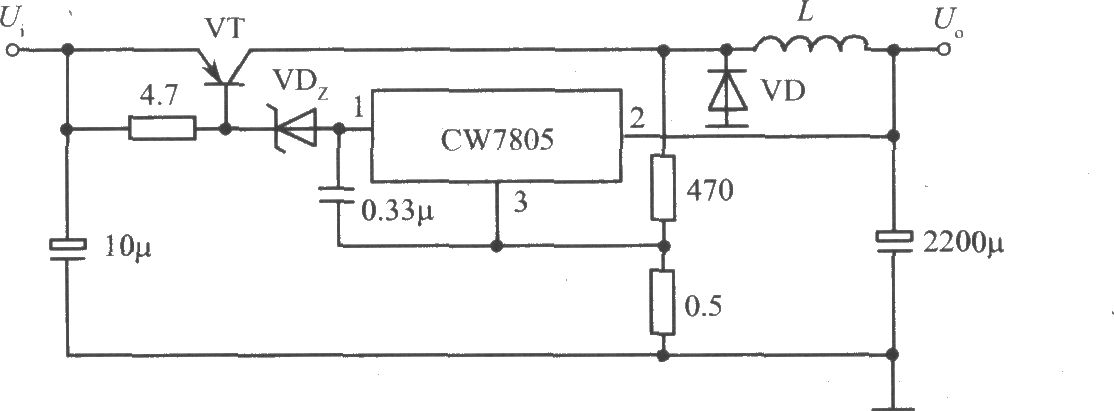 CW7805构成的开关式集成稳压电源电路