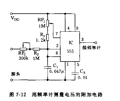 555用频率计测量电压的附加电路