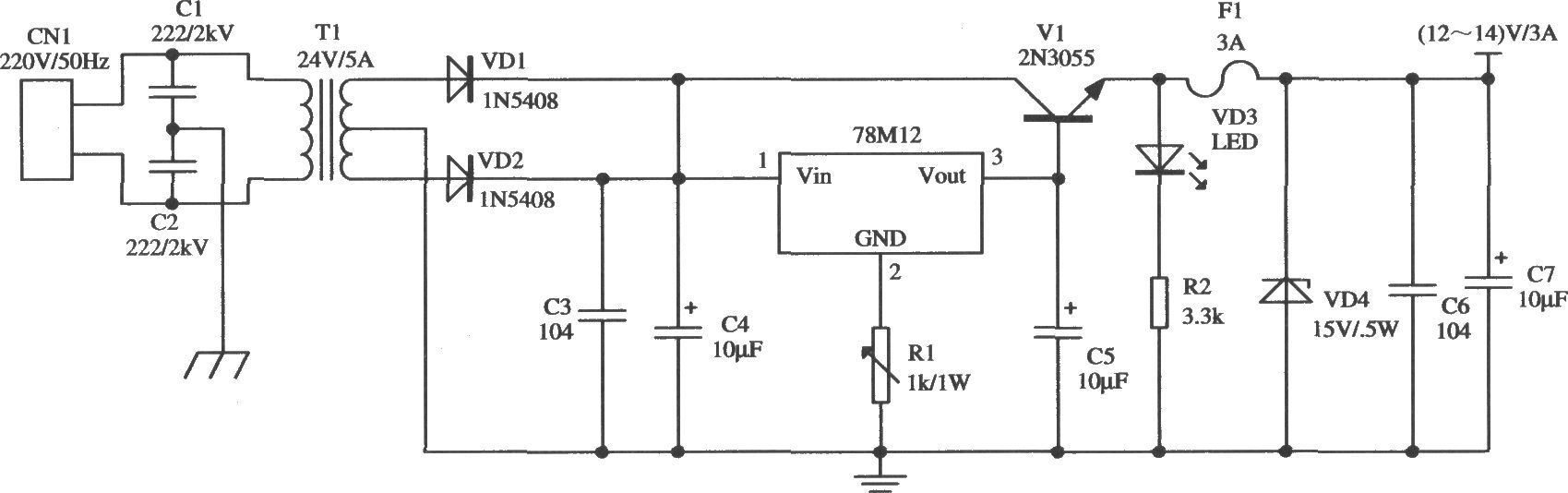 W78×××构成的扩大输出电流的应用电路2