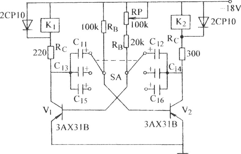 直接带动继电器的无稳态电路
