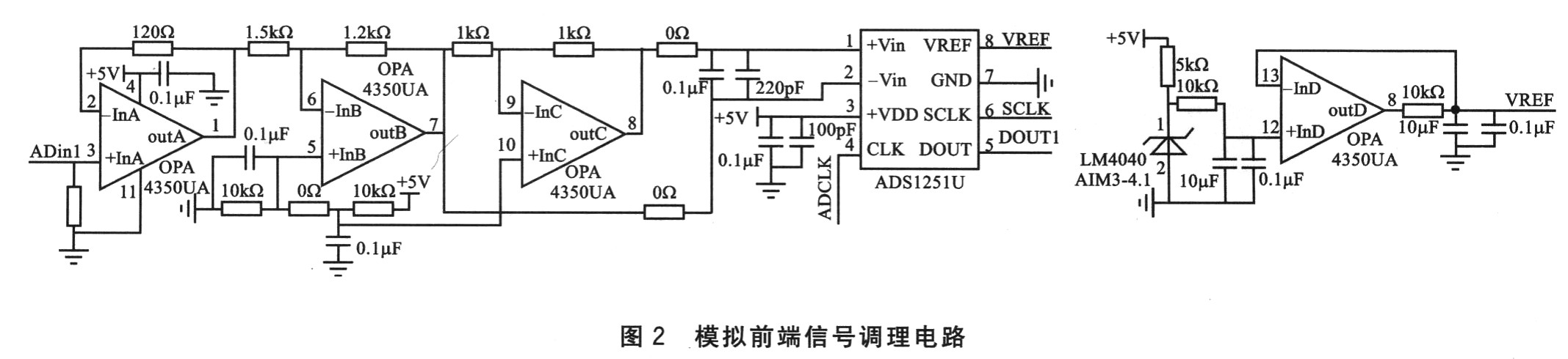 其中一路通道的信号调理电路