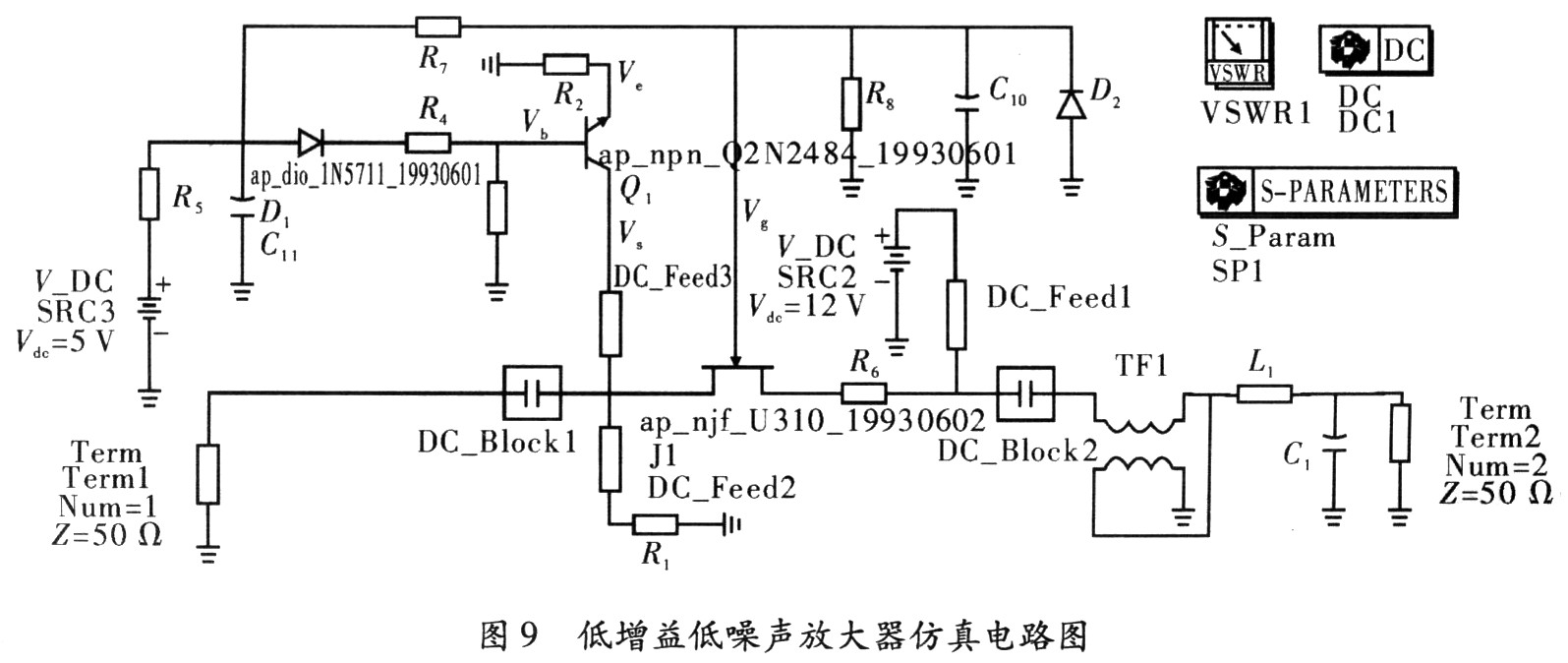 高增益低噪声放大器仿真