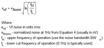 方程式 2.5：1/f 噪声计算