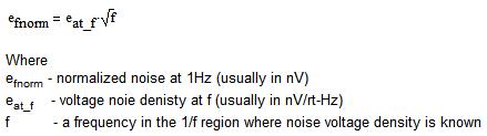 方程式 2.4：频率为 1Hz 时的噪声 （归一化）