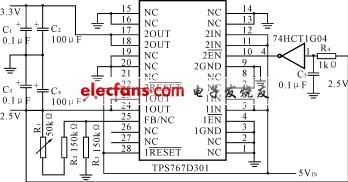 单片ADSP21160的供电电源连接图