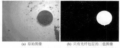 将原始图像处理成只有光纤包层的二值图像
