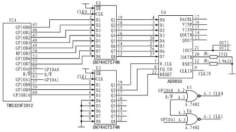 AD9850与DSP的连接原理图