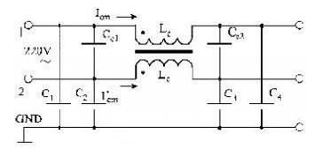 图2 带共模扼流圈的滤波器
