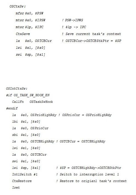 OSCtxSw（）和OSIntCtxSw（）实现代码