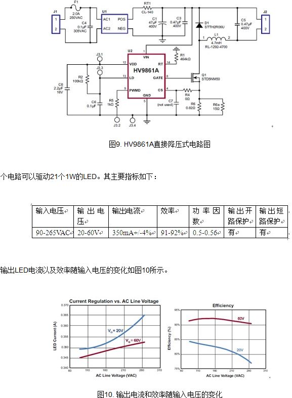 采用高压降压芯片HV9861A作为恒流驱动源的LED吸顶灯