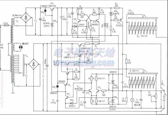 一款大功率稳压电源古老电路图