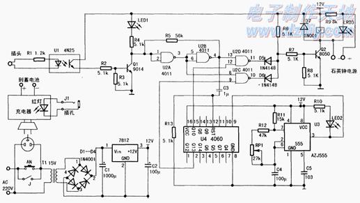 电动车蓄电池充电保护电路图Lead-acid battery charger